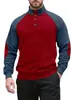 Sudadera casual holgada de hombre con bloques de color y cuello alto, talla europea de Amazon, jacquard, nuevo estilo primavera/otoño, protector de codo