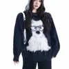 Suéter Macio e Fofo para Filhote Outono e Inverno Roupa de Casal Retrô Americano Pelo Sintético de Visão Estilo Preguiçoso Jaqueta de Tricô Unissex Top