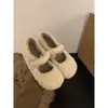 Mocasines planos de piel de oveja para mujer, nuevo estilo versátil 2025 para otoño e invierno con cierre de velcro