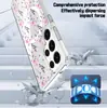 Estilo fresco e jovem, rosa claro com delicado padrão de flores silvestres, capa de celular magnética para Samsung S23/S24 Ultra, capa protetora transparente