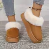 Botas de nieve engrosadas de invierno para mujer, botines, suelas gruesas, zapatos de plataforma, puños de felpa, cálidas, talla grande, botas de algodón de comercio exterior