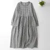 Vestido Xadrez 2026 para Mulheres, Novo Vestido Solto Vintage de Primavera e Outono