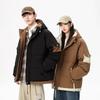 Outono e Inverno estilo coreano moderno casaco acolchoado de algodão masculino e feminino mesmo solto engrossado casual esportes com capuz jaqueta acolchoada