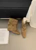 Botas de Caballero Maillard Retro 2026, Botines para Mujer con Aumento Interno de Altura, Punta Cuadrada, Hebilla de Cinturón Botas Vaqueras