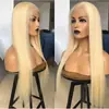Nova moda europeia e americana peruca cor creme branco cabelo longo liso lace frontal 13*4 peruca lace cobertura total da cabeça