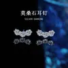 Pendientes de Plata de Ley S925 con Moissanita Color D Sonrisa Tres Diamantes Moda Nicho Sencillo Versátil Elegante Joyería para Orejas para Mujer