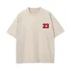 Nueva camiseta vintage lavada de algodón puro con cuello redondo, manga corta, diseño estampado, top casual holgado de verano moderno y fresco
