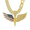 Colar Anjo das Asas Americanas Estrela e Listras Colar com Pingente Grande Hip Hop Transfronteiriço Corrente Cubana Acessórios da Moda Tendência