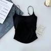 Camisola Plisada para Mujer Nuevo Estilo Diseño Puro Dulce y Picante con Almohadilla en el Pecho Ropa Interior Ropa Exterior Ajustada Hermosa Espalda Top
