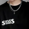 Aço Titânio Retentor de Cor Punk Neutro Colar Masculino e Feminino Hip-Hop Cool Corrente de Clavícula Versátil Pingente de Cruz em Aço Inoxidável