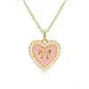 Popular Conjunto de Joyería de Collar y Aretes con Colgante en Forma de Corazón de Mariposa y Perla de Imitación Europeo y Americano, Joyería Sencilla de Esmalte para la Clavícula