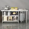 Bancada de Aço Inoxidável de Três Camadas Espessada 304, Bancada de Cozinha de Restaurante, Suporte para Fogão, Rack de Três Camadas para Botijão de Gás 2