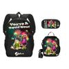 Nueva Mochila Escolar de Splatoon 3 Mochila de Poliéster Mochila para Niños Bolso de Hombro Estuche para Lápices Juego de Tres Piezas