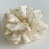 Nuevo Scrunchie de Encaje Beige de Doble Capa para Verano, Sencillo, con Forma de Corazón, Lunares, Goma Elástica de Alta Elasticidad, Goma para el Cabello Versátil