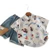 Camisas de Manga Corta para Niños 2025 Verano Nuevas Camisas Casuales Coreanas para Niños Tops de Dibujos Animados para Bebé Ropa de Protección Solar