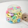 100 Caixas Elásticos de Borracha Corda de Cabelo Infantil Sem Costura Acessórios de Cabelo Doce Copo de Armazenamento Corda de Cabelo Anel de Cabelo Sem Costura Tricotado