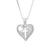 Amazon Moda Transfronteriza Cobre Chapado en Oro de 18K Zircón Corazón Cruz Collar Accesorios de Colgante de Collar de Alta Gama