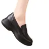 Mocassins Pretos de Solado Grosso para Mulheres 2026 Nova Coleção Primavera/Outono Solado Elástico Macio Antiderrapante Silencioso Aumenta a Altura Emagrecimento Sapatos de Trabalho Simples