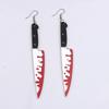 Nuevos pendientes de Halloween con forma de cuchillo de sangre grande, tres piezas, de acrílico, con forma de calavera y fantasma para mujer