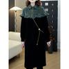 Vestido de Moda con Diseño de Empalme Reductor de Edad Estilo Coreano Otoño e Invierno Nuevo Estilo Estilo Extranjero Cubre Vientre Aspecto Adelgazante Falda Línea A 7945