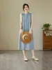 Camisa de Vestir sin Mangas de Color Sólido Nuevo Estilo Verano 2025 Elegante Adelgazante Holgada Casual Vestido de Color Sólido