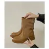 Botas Casuais de Meia-Cança Estilo Britânico Patchwork Retrô com Fivela Femininas 2026 Outono Novas Botas Curtas Confortáveis Bico Redondo Botas Martin