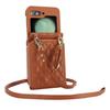 Funda de Cuero para Teléfono Móvil con Ranura para Tarjeta Samsung Z Flip8, Funda Protectora Rombo con Cremallera Cruzada para Samsung Z Flip7