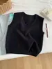 Colete de Tricô Liso Colorido com Decote U para Mulheres, 26 Outono/Inverno Estilo Coreano Fashionável Camada Versátil Sem Mangas Suéter Colete