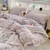 Nuevo modelo 2025 juego de ropa de cama de algodón de cuatro piezas con encaje de algodón, funda de edredón, sábana, juego de ropa de cama de tres piezas para dormitorio