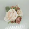 Yi Yaguo 444 Suministros de Boda Banquete Invitado Flores Artificiales Ramillete para Novio y Novia Flor de Mano Color Pasta de Frijol Rosa