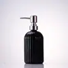 Botella de Lavado de Manos de Rayas Verticales de Alta Calidad, Vidrio Espeso, Botella Dispensadora Multifuncional para Loción y Gel de Ducha, Botella de Vidrio Resistente a la Humedad y al Calor