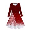 Fronteiriço Europa e Estados Unidos Impressão digital 3D roupas femininas infantis vestido série floco de neve de Natal alce saia de manga comprida