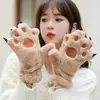 Guantes de pata de gato de invierno para niños y niñas, forro polar, engrosados, cálidos, para estudiantes de secundaria, niños, padres e hijos, pata de oso, pata de gato, versátiles