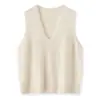 Colete Felpudo 2025 Outono e Inverno Novo Estilo Suéter de Lã Feminino Gola V Sem Mangas Tricô Loose Moda Colete