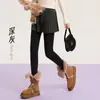 Leggings de Algodão Penteado com Listras Verticais Finas para Mulheres, Outono/Inverno, Alta Elasticidade, Controle da Barriga, Emagrecimento, Podem Ser Usados Fora, Quentes, Meias-Calças, Toque de Algodão Fosco