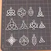 Juego de 12 Colgantes Pequeños de Nudo Celta de Plata Antigua, Accesorios de Joyería, 12 Estilos, 1 Cada Uno, aproximadamente 18 g por Juego