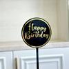 Tarjeta de pastel acrílica con estampado de mariposas de feliz cumpleaños con dorado estilo transfronterizo. Decoración de pastel con mariposas.