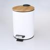 Cubo de basura redondo doméstico simple con tapa de bambú, pedal y cierre suave, para sala de estar, cocina, hotel, habitación de huéspedes, cubo de basura de pie