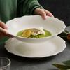 Plato Hondo de Porcelana Blanca Dehua, Vajilla de Alta Gama, Plato para Filete Doméstico, Plato para Sopa, Bol para Fideos, Plato de Cena, Estilo Sencillo