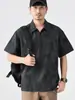 Camisa Polo de Hombre Estilo Retro Americano de Gama Alta Estampado Difuminado Textura de Raya Vertical de Verano Camiseta Casual Holgada de Manga Corta para Hombre