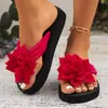 Chanclas Florales de Talla Grande para Mujer para Exportación, Zapatos de Playa Versátiles Casuales Ligeros de Suela Gruesa, Talla 44