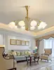 Lustre Francês Vintage de Cobre Puro Estilo Americano Retrô para Sala de Estar, Estilo Palácio Creme, Luminária Criativa para Quarto Principal, Quarto de Princesa, Iluminação Floral