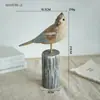 Adornos de Pájaros de Madera Maciza Estilo Mediterráneo con Base de Tocón, Decoraciones Creativas para el Hogar, Manualidades de Escritorio, Venta al por Mayor
