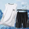 [Selecionado] Roupa Esportiva Masculina de Regata de Secagem Rápida Fitness Masculina 2025 Novo Verão Regata de Seda Gelo Shorts