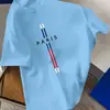 Verano Casual Corte Amplio Tallas Grandes Patrón de Letras de París Estampado Cuello Redondo Manga Corta AliExpress 2026
