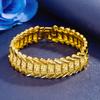 Vietnam moneda europea joyería de oro latón chapado en oro imitación chapado en oro de 24k pulsera de flores de coche de molde inverso versión ancha para hombre venta al por mayor