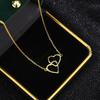 Difeng 999 Silver Love Double-Ring Colar Mulheres Ins Niche Clavícula Cadeia Simples Coração-a-Coração Pingente Cadeia de Pescoço Trendy