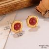 Aretes Ovalados de Textura Alta de Época Antigua Media Otoño e Invierno Rojo Vino Diseño Nicho Lujo Ligero Aretes de Gama Alta