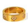 Anillo de Moda Ins de Viento de Venta Caliente Transfronterizo Anillo de Acero de Titanio Circonita de Trébol de Cuatro Hojas Anillo de Diamante de Amor Dulce
