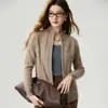 Suéter 100% cachemira pura para mujer, nueva colección otoño/invierno, color liso, engrosado, tejido de ochos, con cremallera, cárdigan tejido